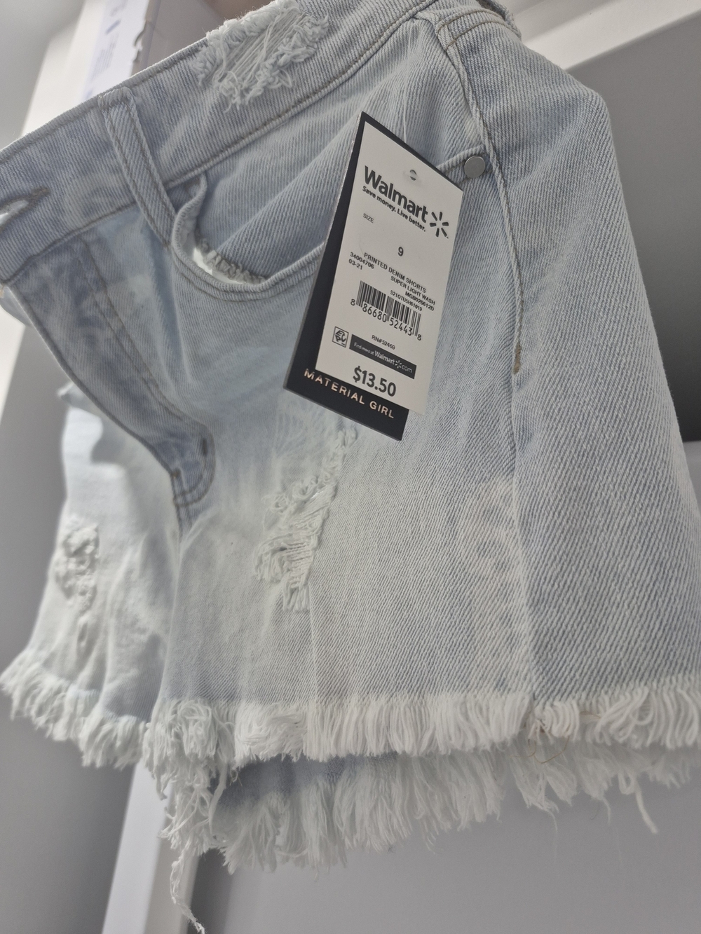 Material Girl Light Blue Distressed Denim Shorts